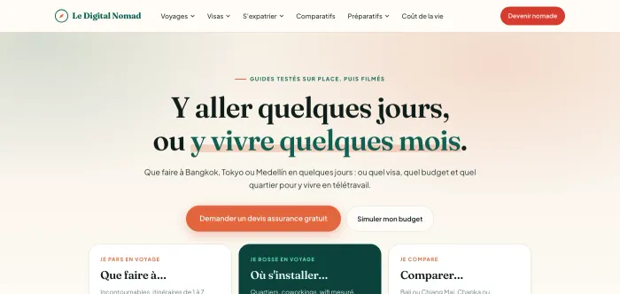 Page d'accueil du site Le Digital Nomad