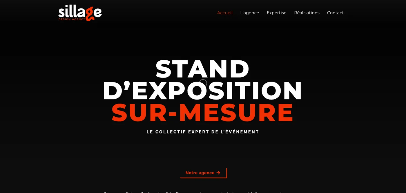 Capture de la page d'accueil de Sillage Design