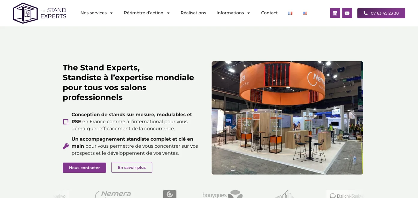 Capture de la page d'accueil de The Stand Experts