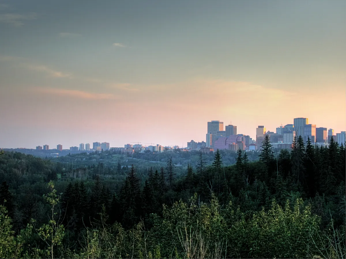 Edmonton: the North Saskatchewan River valley and the downtown skyline