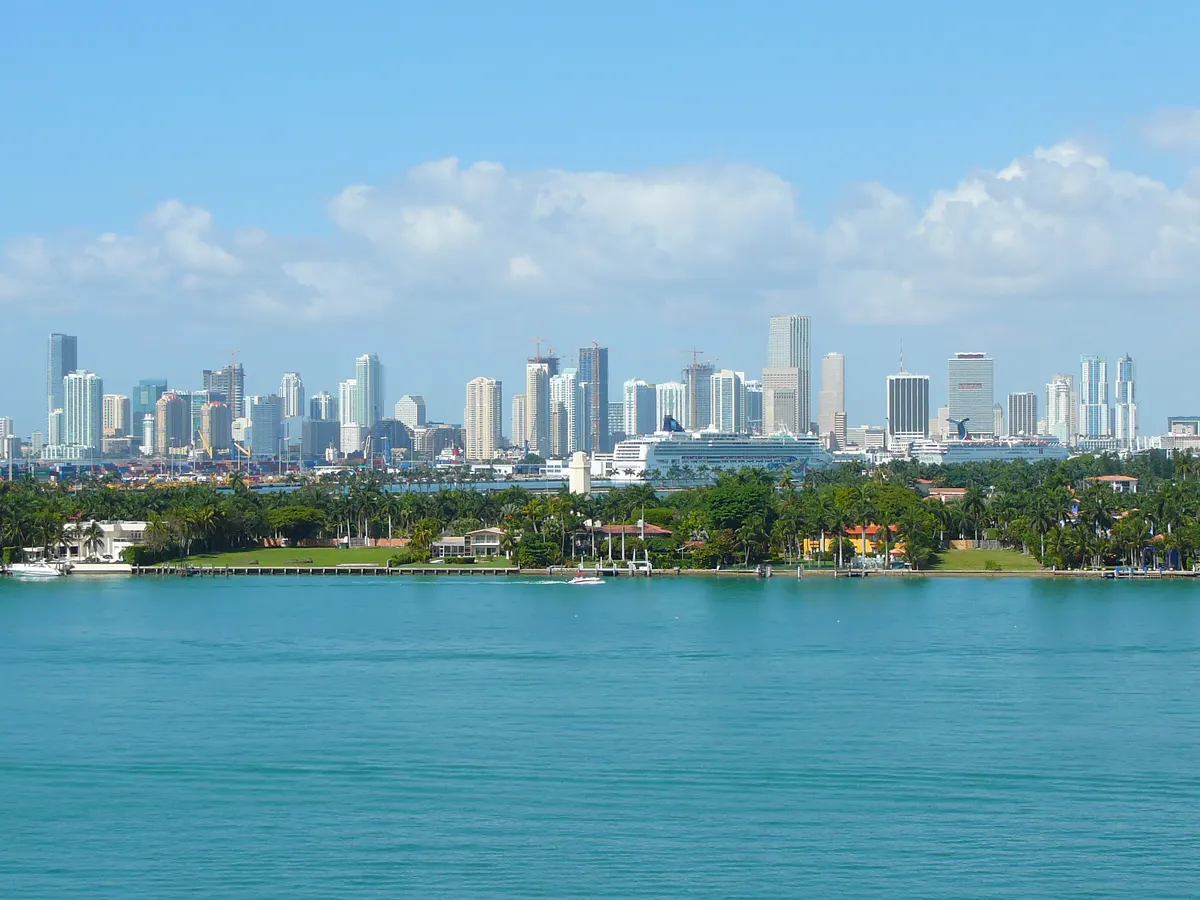 Miami: the downtown skyline across Biscayne Bay
