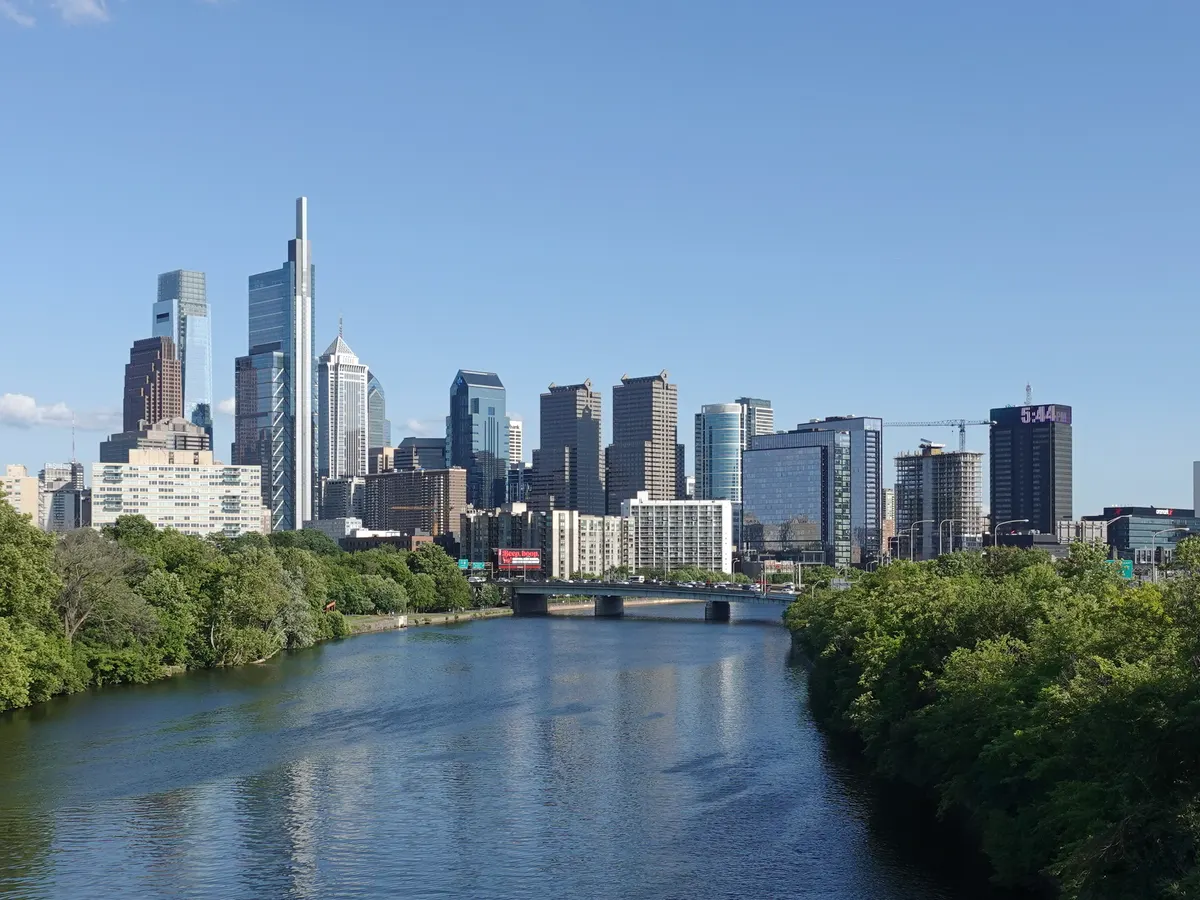 Philadelphia: the Center City skyline along the Schuylkill River